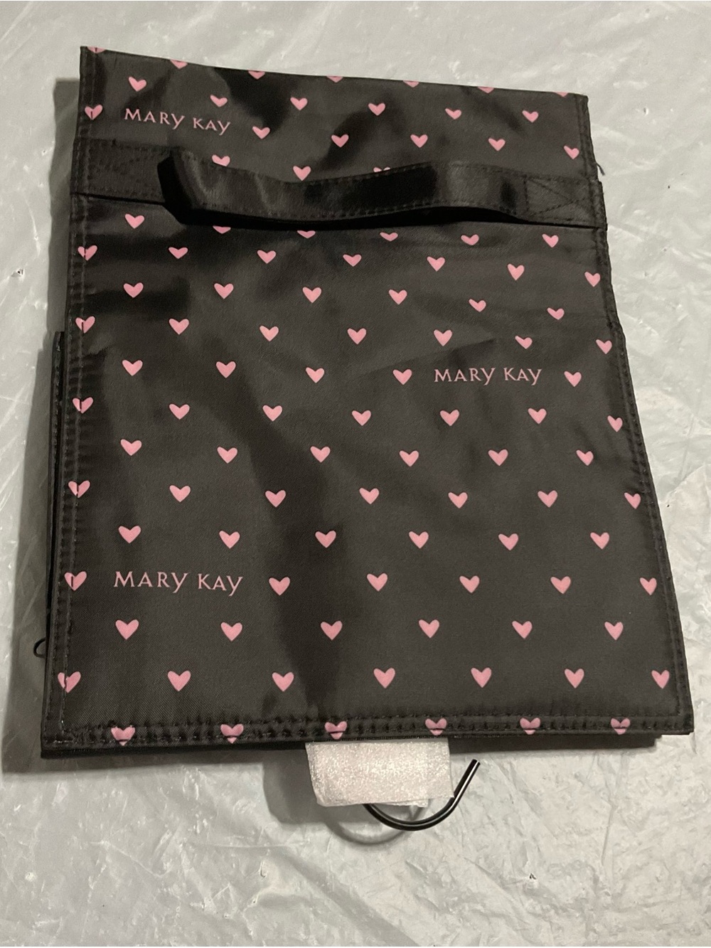 Mary Kay Black Cosmetic Bag with Pink Heart Design